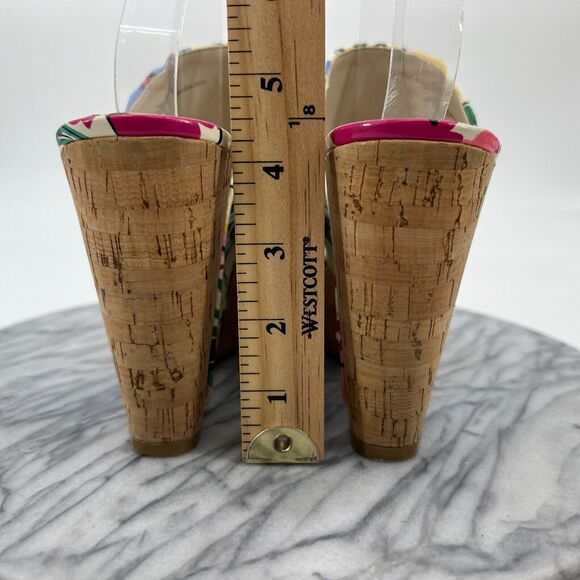 Nine West Larysa Platform Wedge Sandal Womens 9.5 M White Multi Floral Slip On - Picture 3 of 10